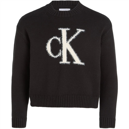 Calvin Klein Fluffy Monogram Jumper Ck Black