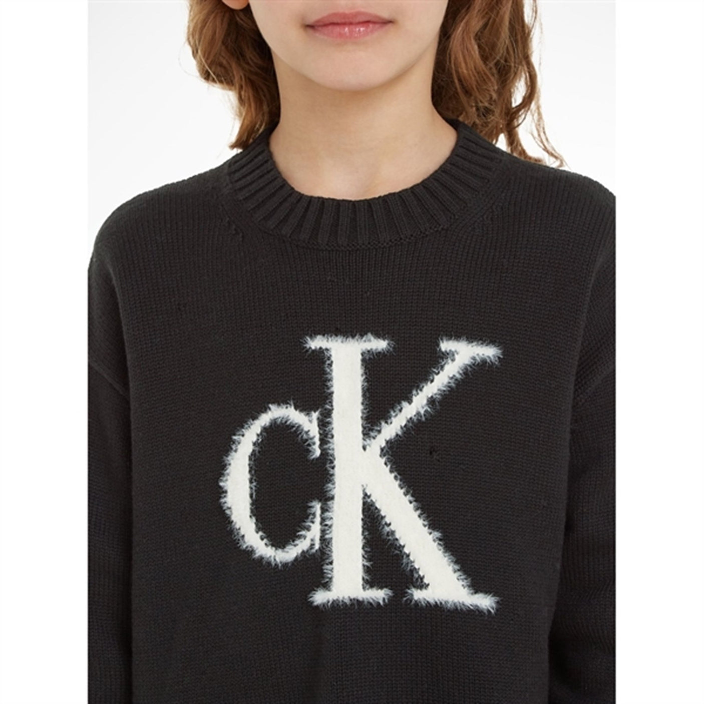 Calvin Klein Fluffy Monogram Jumper Ck Black