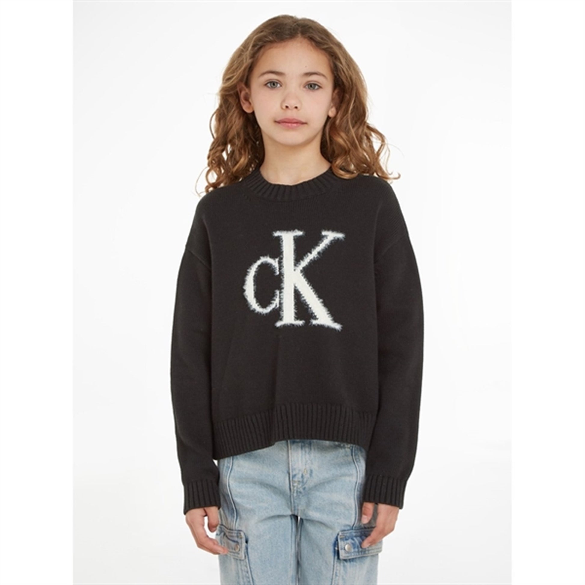 Calvin Klein Fluffy Monogram Jumper Ck Black