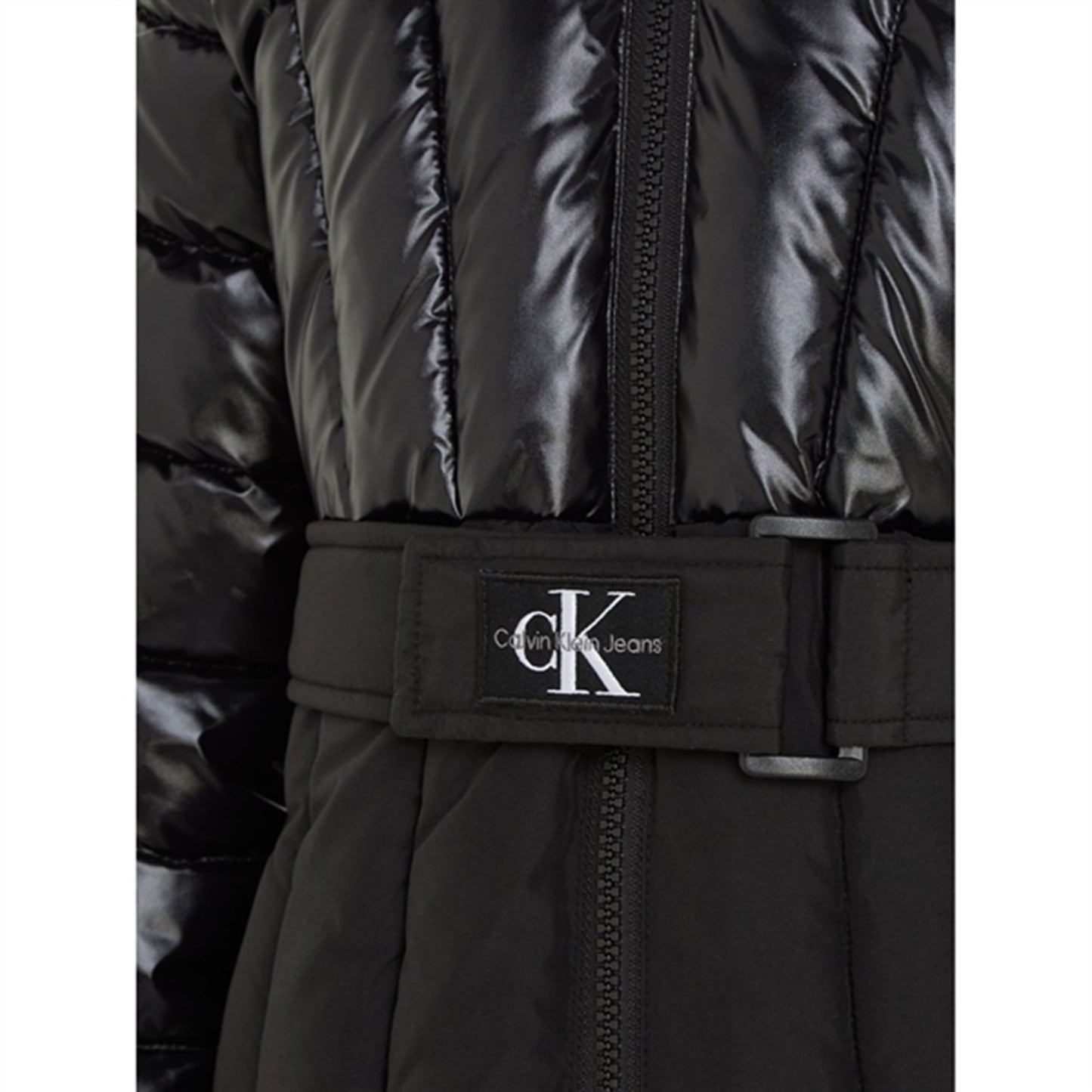 Calvin Klein Long Belted Puffer Coat Ck Black
