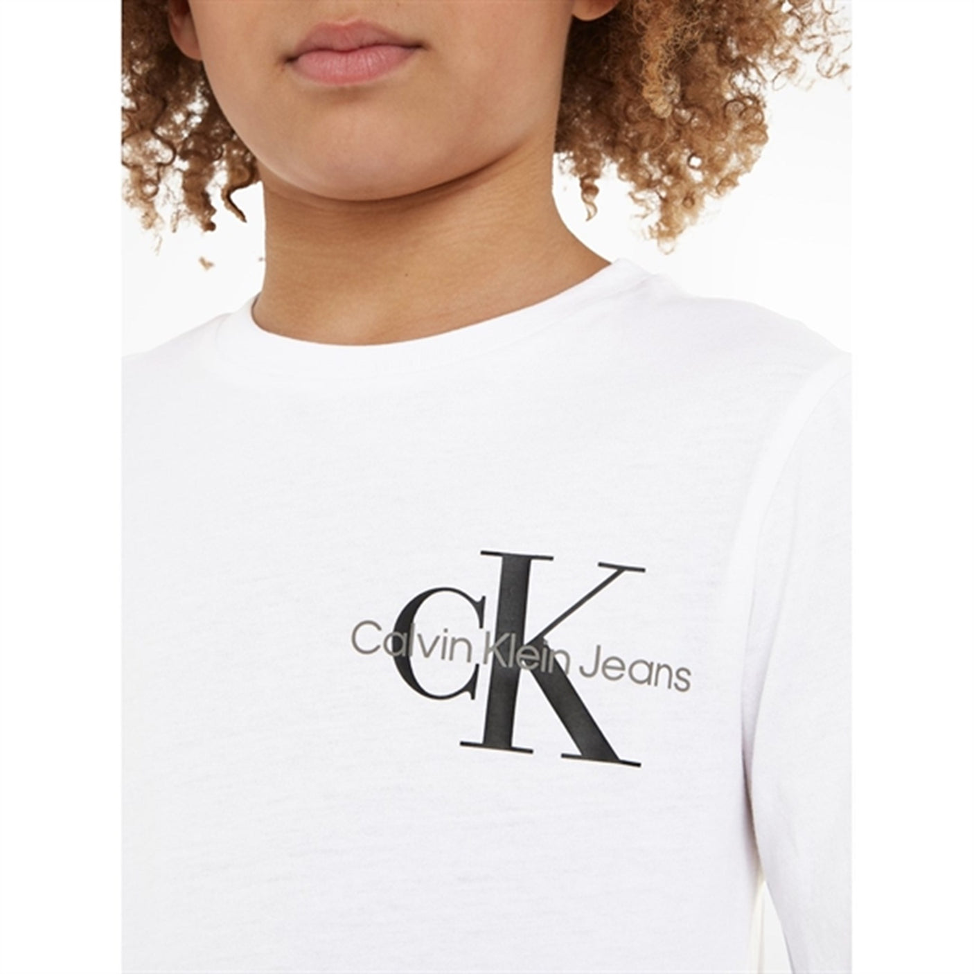 Calvin Klein Chest Monogram Ls Blouse Bright White