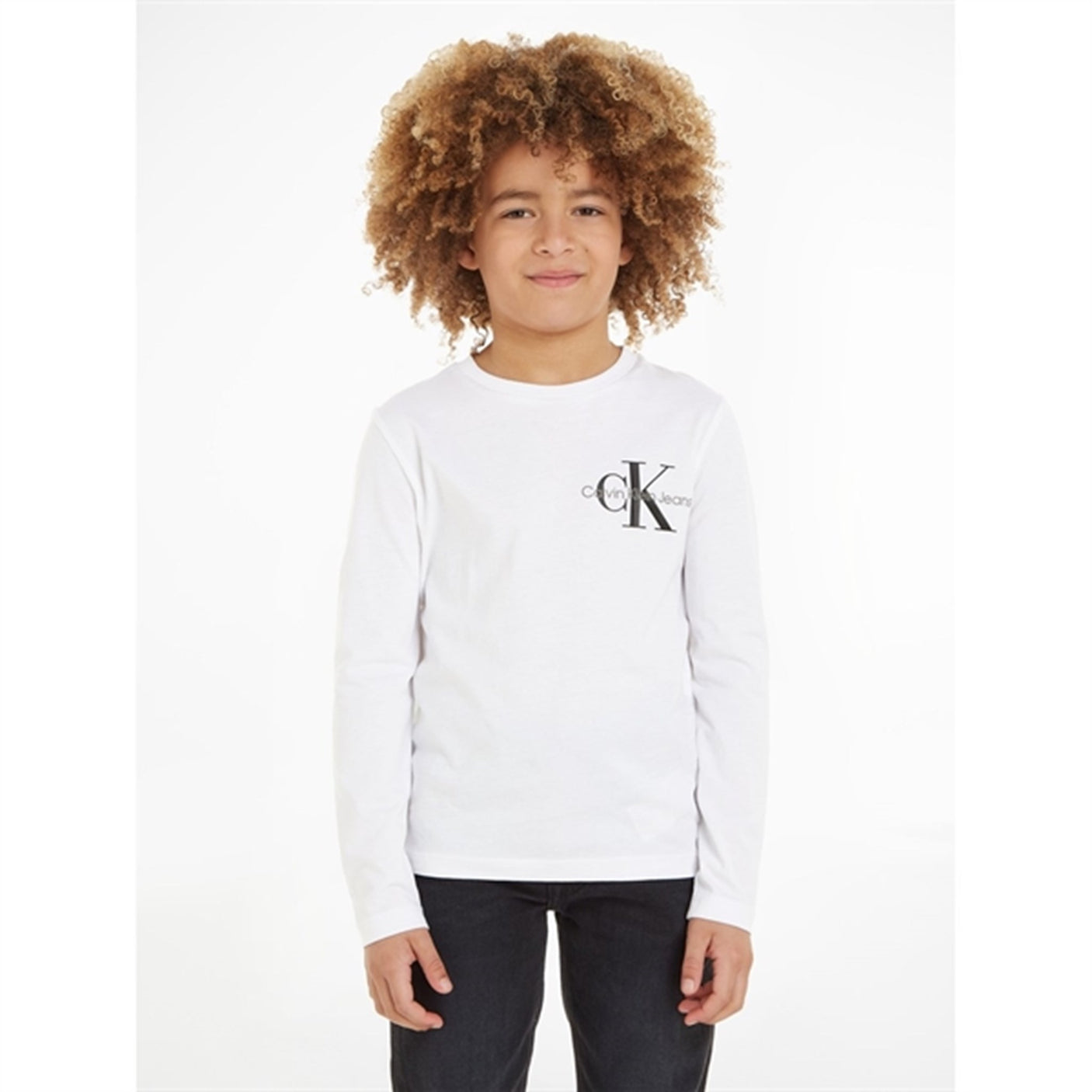Calvin Klein Chest Monogram Ls Blouse Bright White