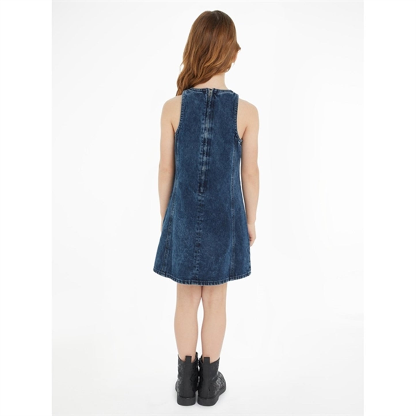 Calvin Klein Visual Blue Black Denim Dress Visual Blue Black