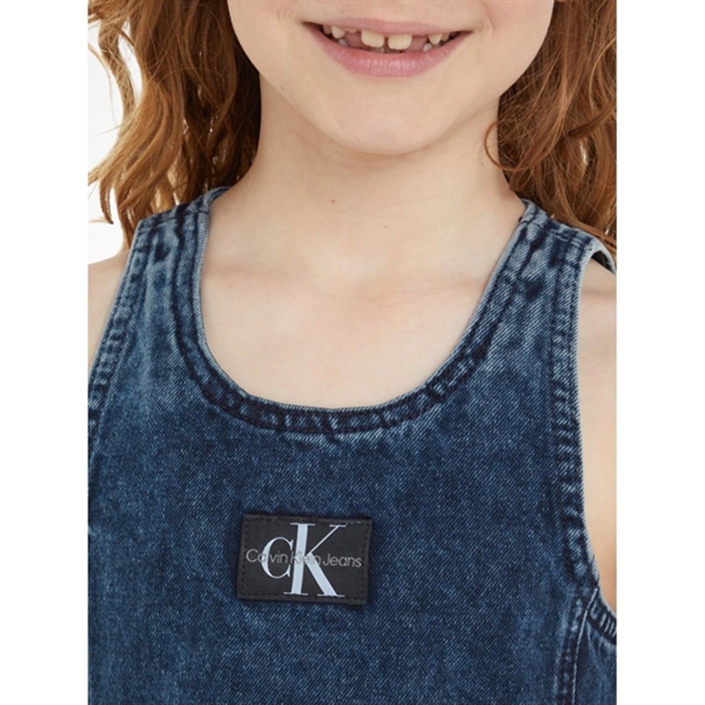 Calvin Klein Visual Blue Black Denim Dress Visual Blue Black