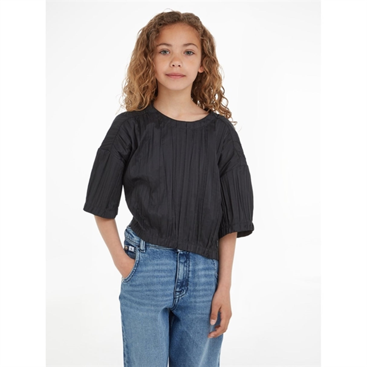 Calvin Klein Festive Plisse T-Shirt Ck Black