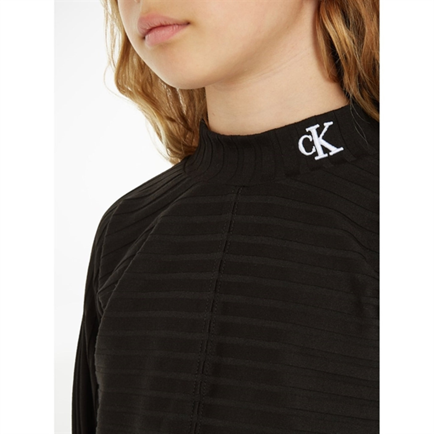 Calvin Klein Structured Rib Mockneck Bluse Ck Black 6