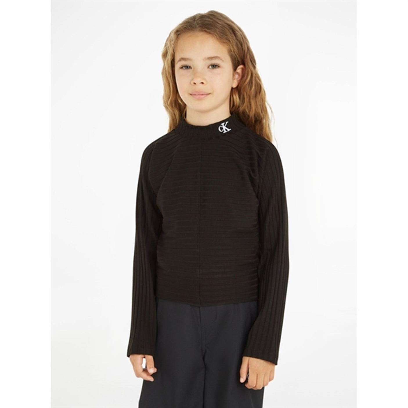 Calvin Klein Structured Rib Mockneck Bluse Ck Black 4