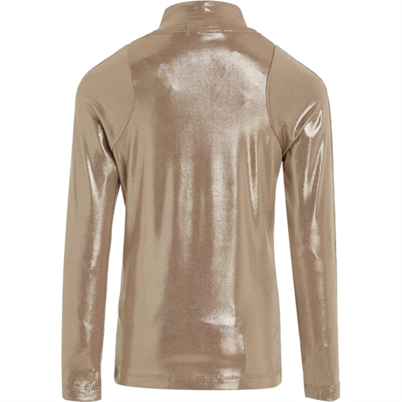 Calvin Klein Metallic Coated Mockneck Blouse Frosted Almond