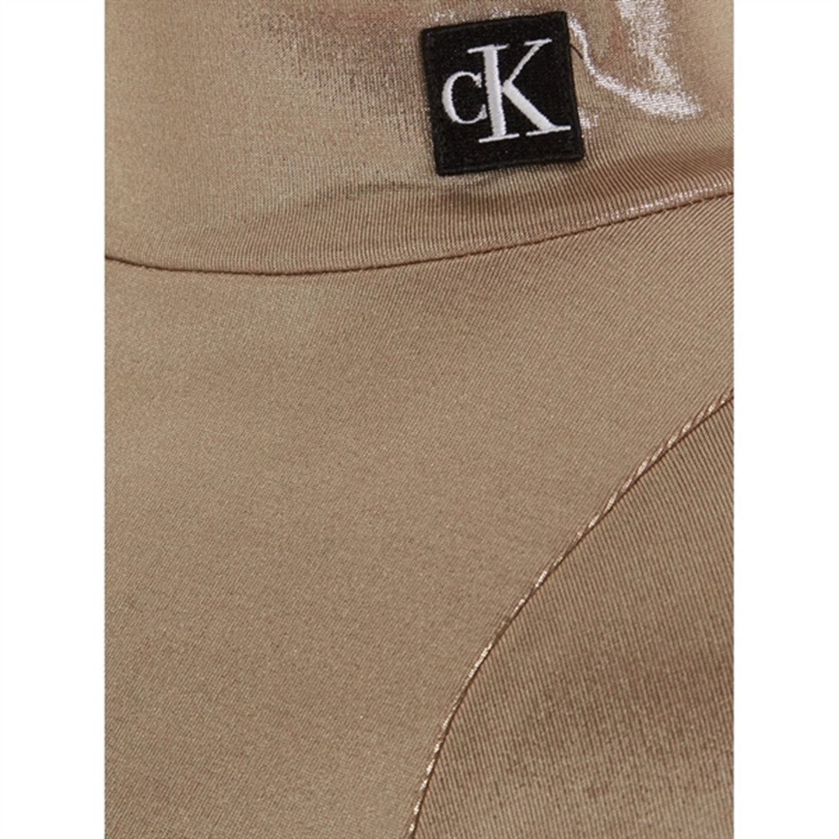 Calvin Klein Metallic Coated Mockneck Blouse Frosted Almond