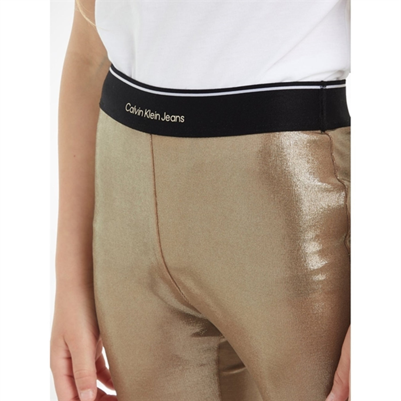 Calvin Klein Metallic Coated Leggings Frosted Almond