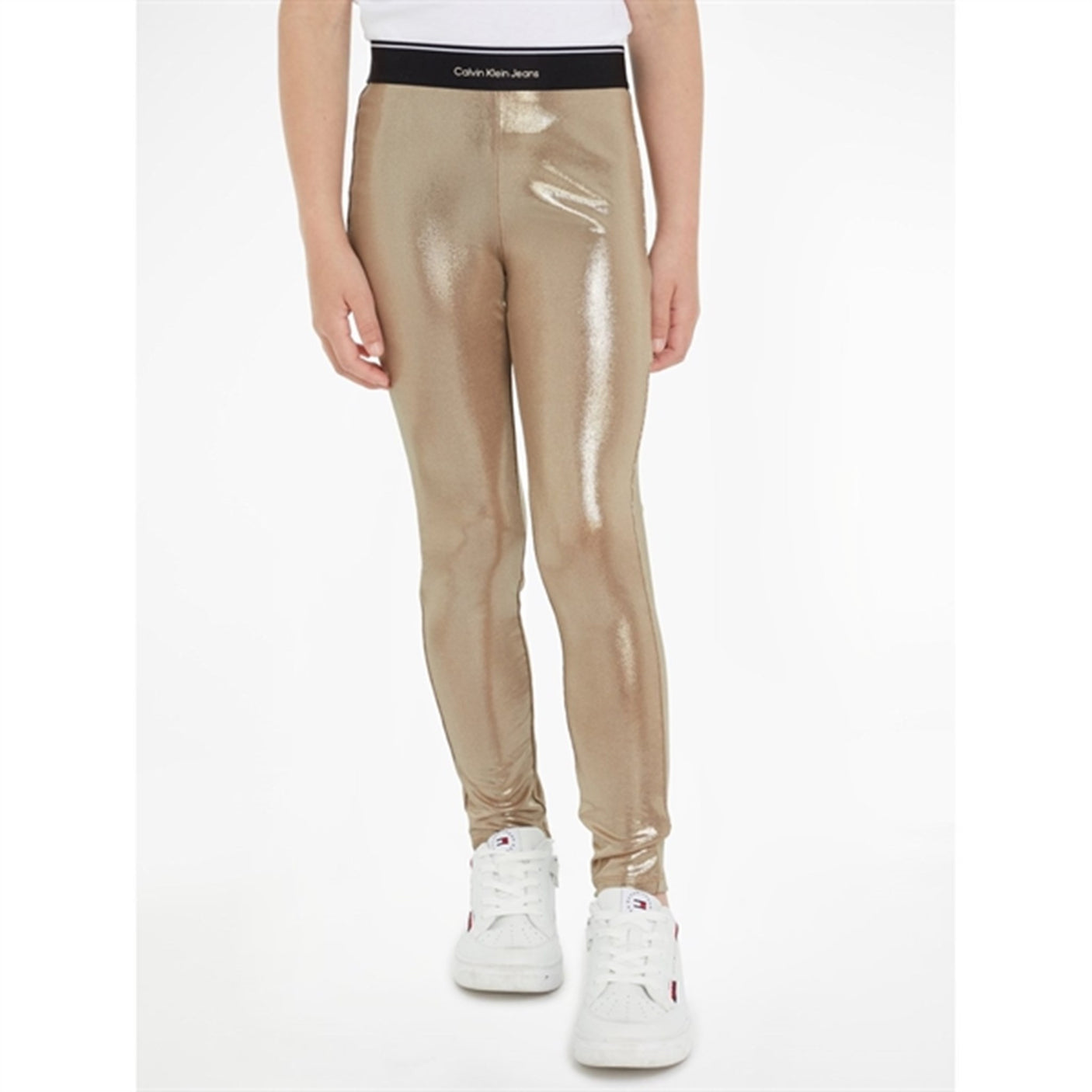 Calvin Klein Metallic Coated Leggings Frosted Almond
