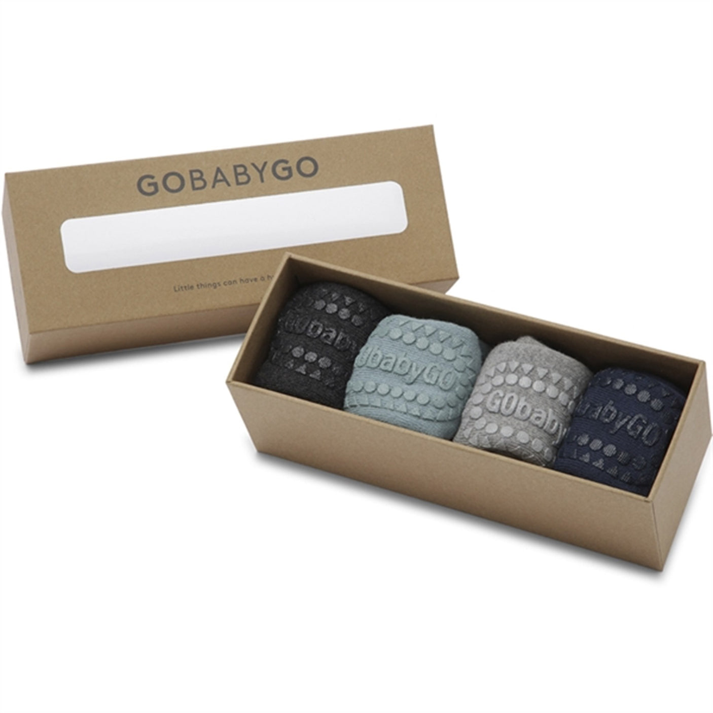 GObabyGO Cotton Socks Combo Box Antislip Dusty Blue