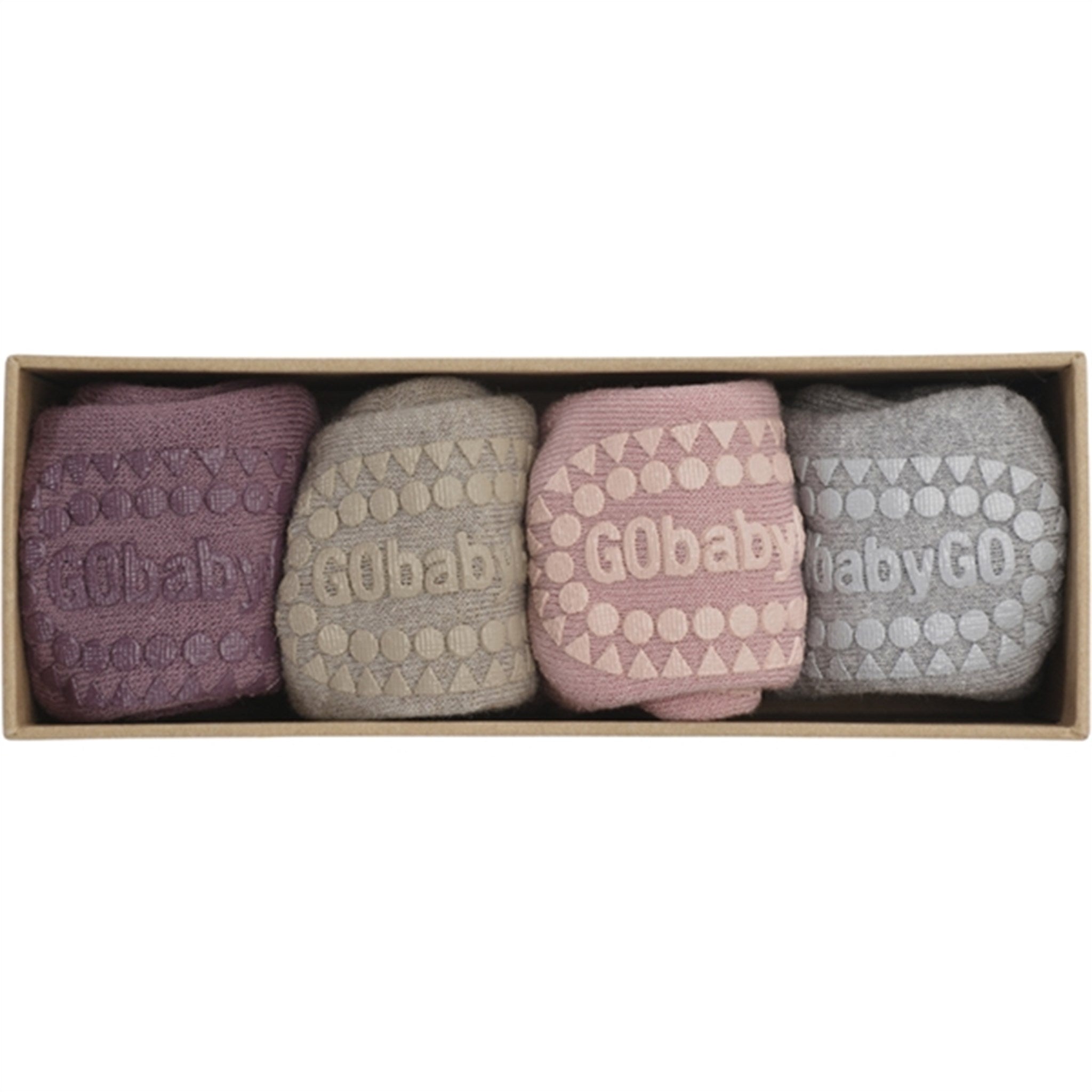 GObabyGO Cotton Socks Combo Box Antislip Dusty Rose 3