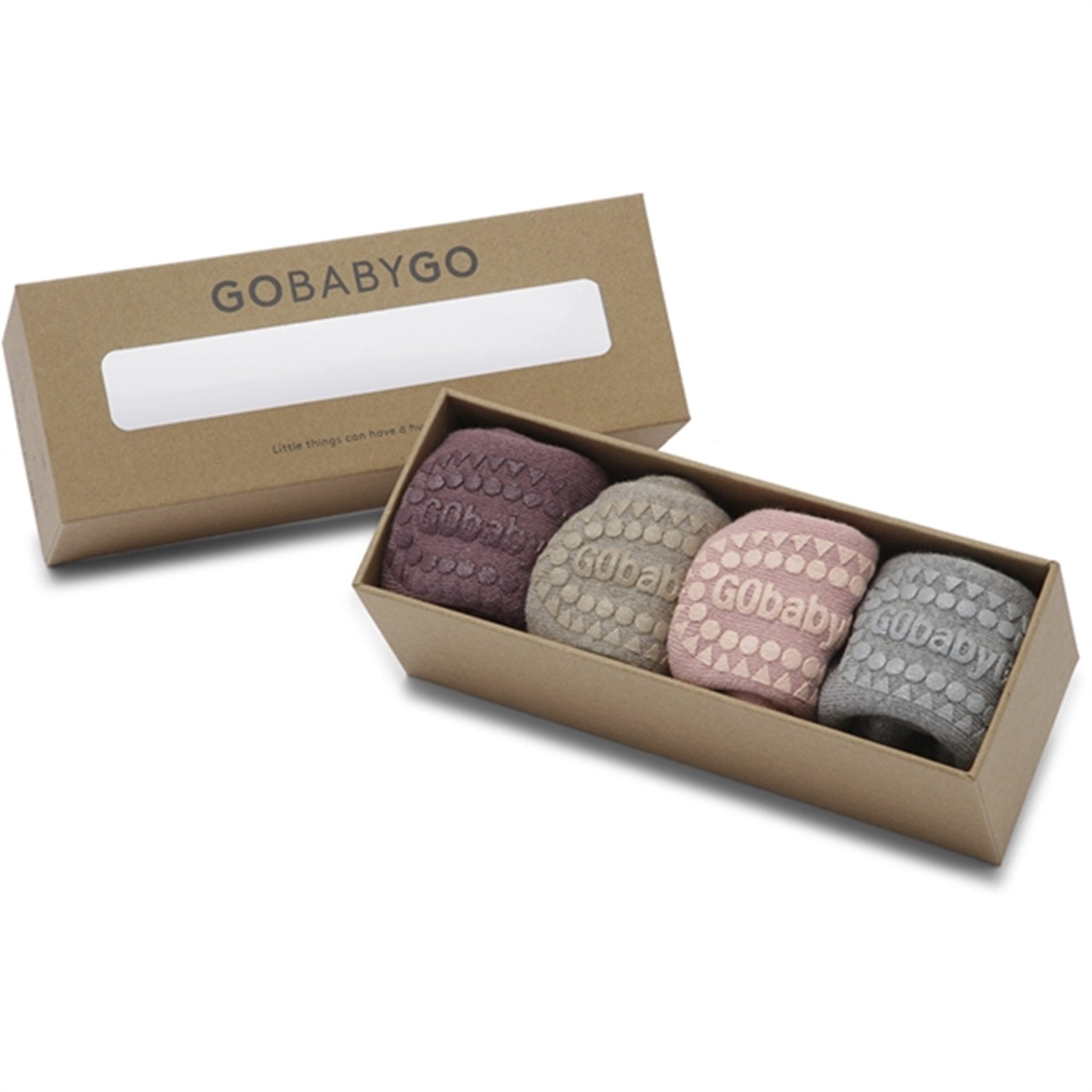 GObabyGO Cotton Socks Combo Box Antislip Dusty Rose 2
