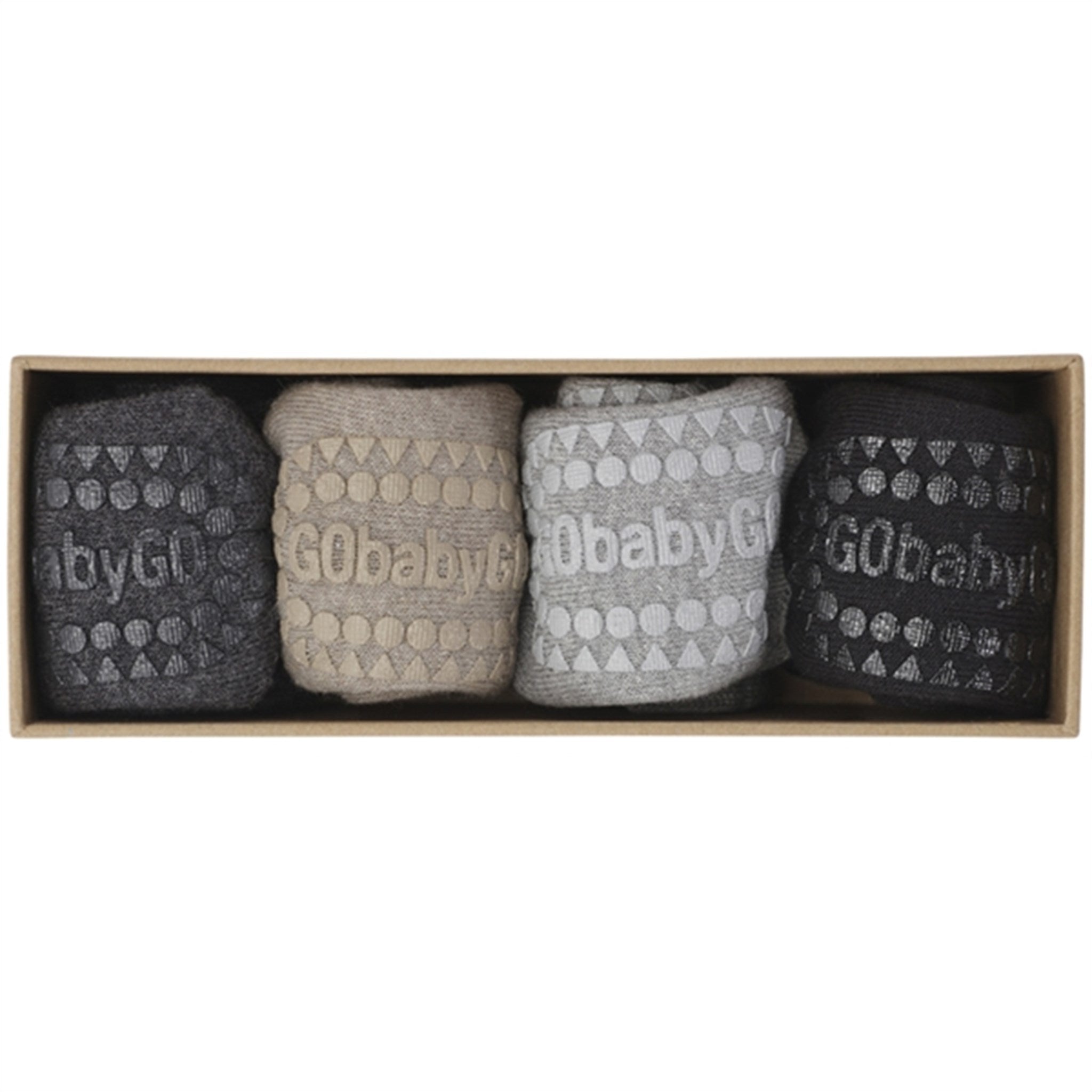 GObabyGO Cotton Socks Combo Box Antislip Grey Melange 2