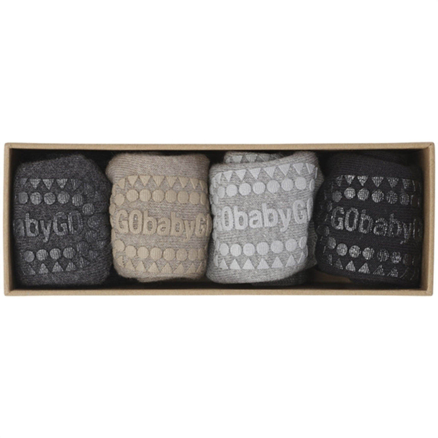 GObabyGO Cotton Socks Combo Box Antislip Grey Melange