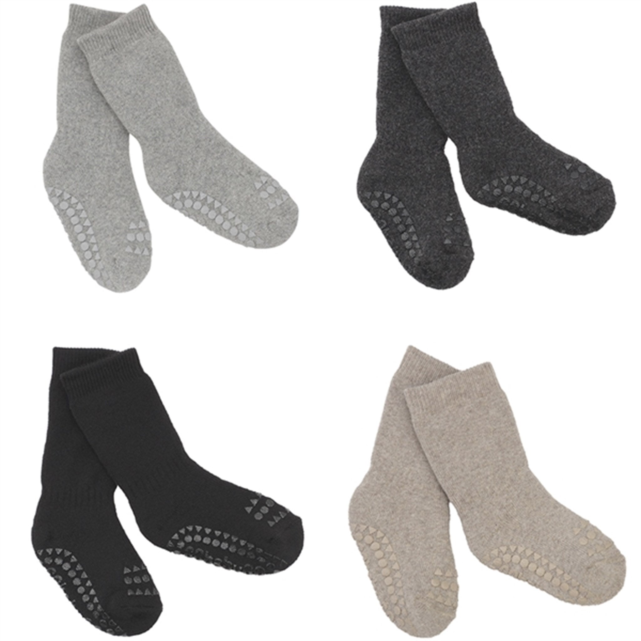 GObabyGO Cotton Socks Combo Box Antislip Grey Melange