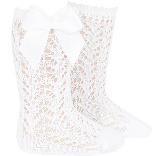 Cóndor Socks Openwork Bows White