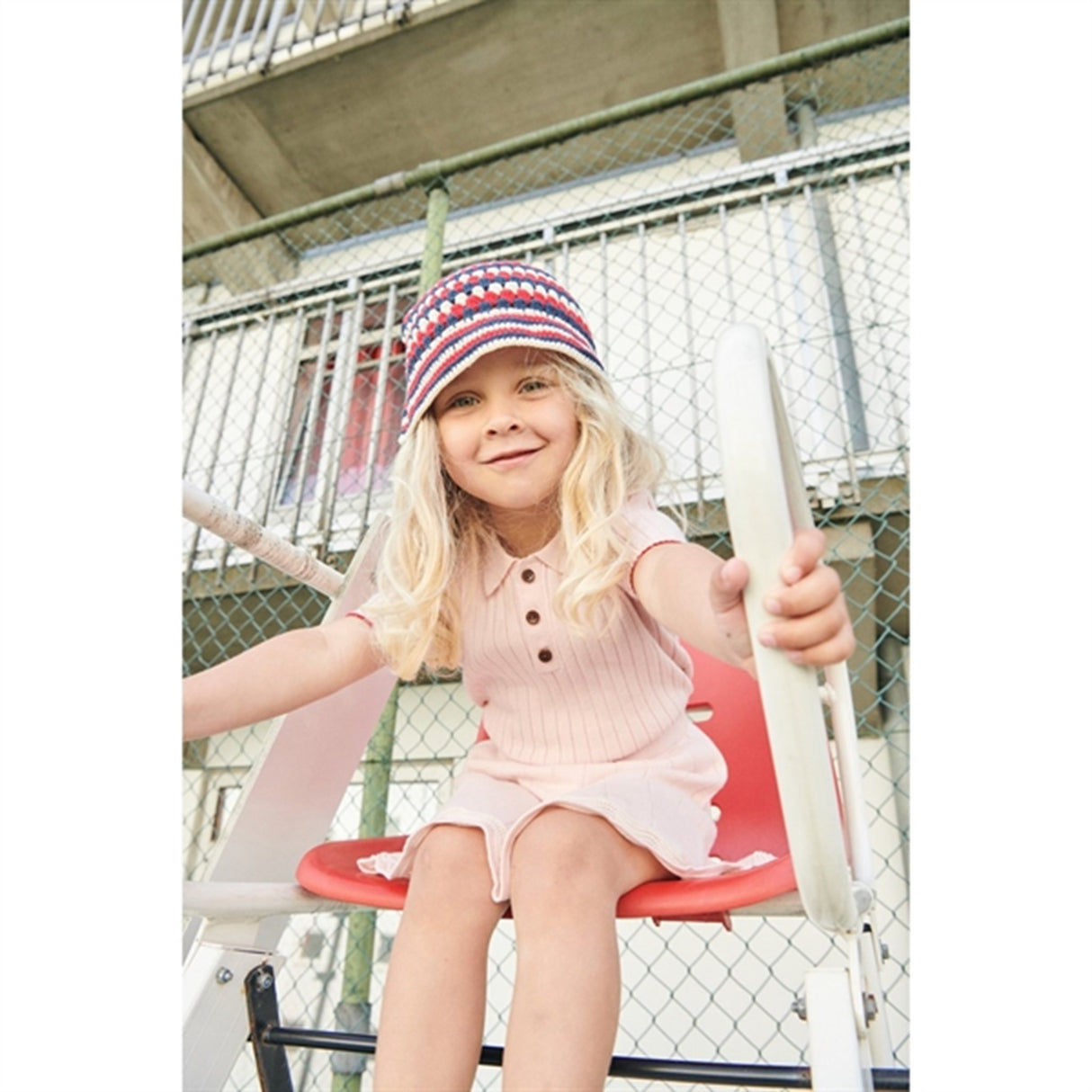 Copenhagen Colors Cream/Navy/Red Comb. Crocheted Hat