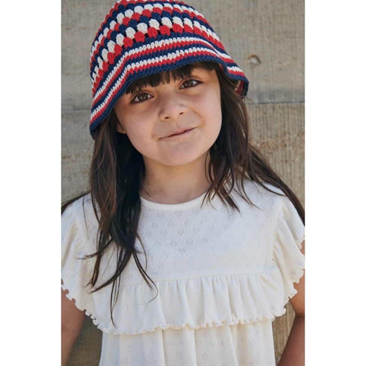 Copenhagen Colors Cream/Navy/Red Comb. Crocheted Hat