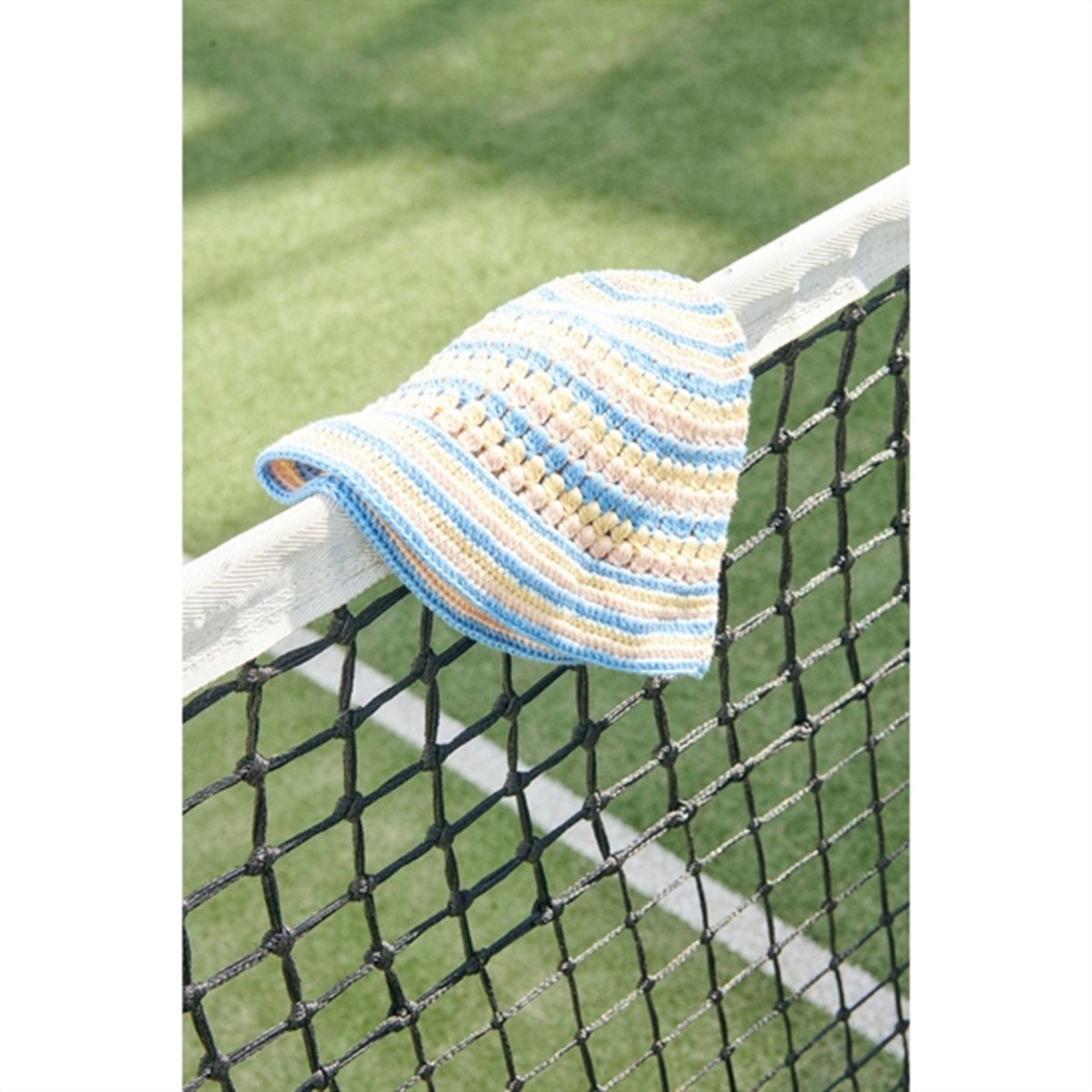 Copenhagen Colors Sky Blue/Pale Yellow/Dusty Rose Comb. Hat Crocheted