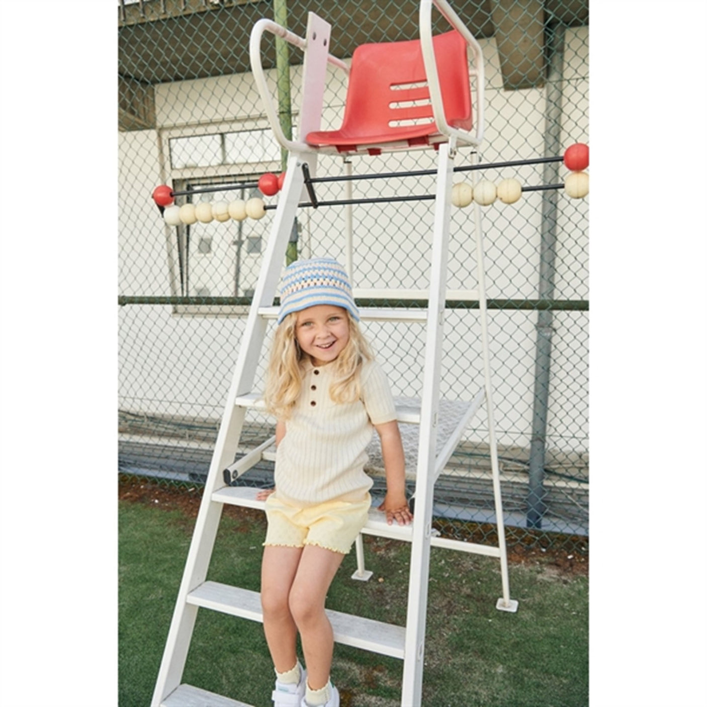 Copenhagen Colors Sky Blue/Pale Yellow/Dusty Rose Comb. Hat Crocheted