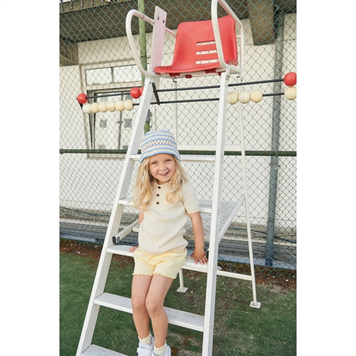 Copenhagen Colors Sky Blue/Pale Yellow/Dusty Rose Comb. Hat Crocheted