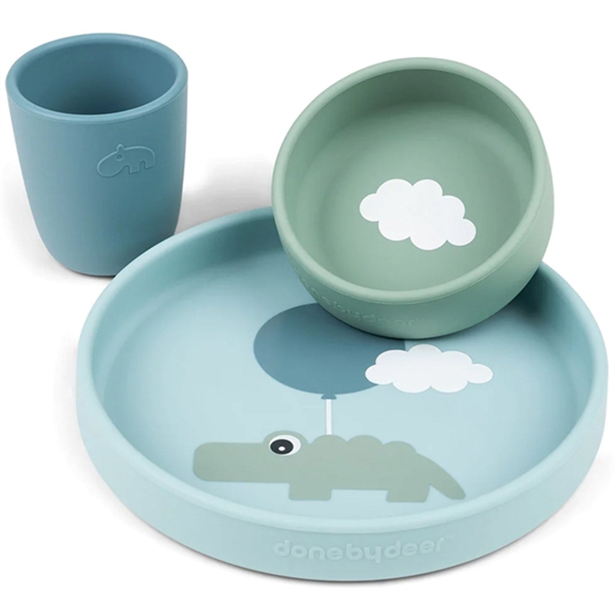 Done by Deer Silicone Dinner Set Happy Clouds Blue