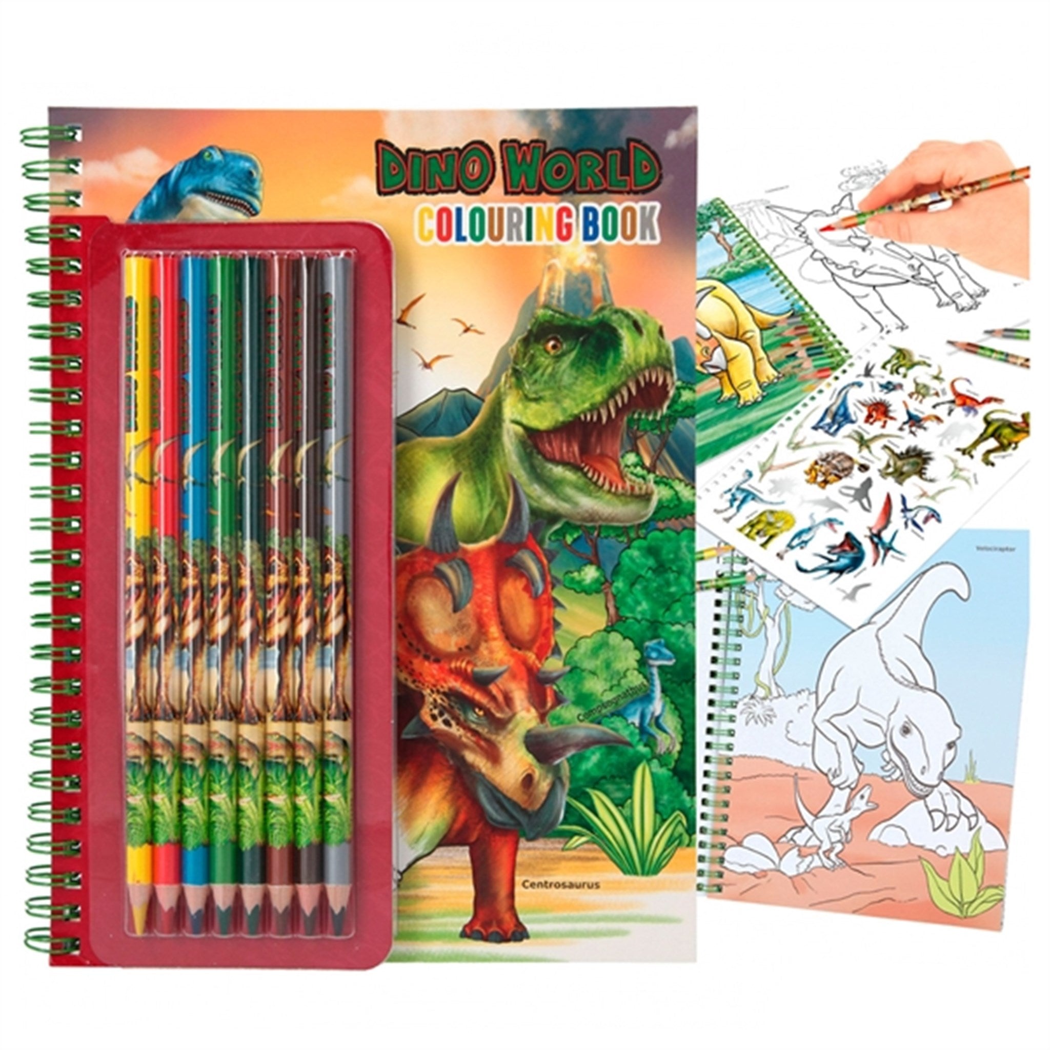 Dino World Colouring Book With Coloured Pencils 2