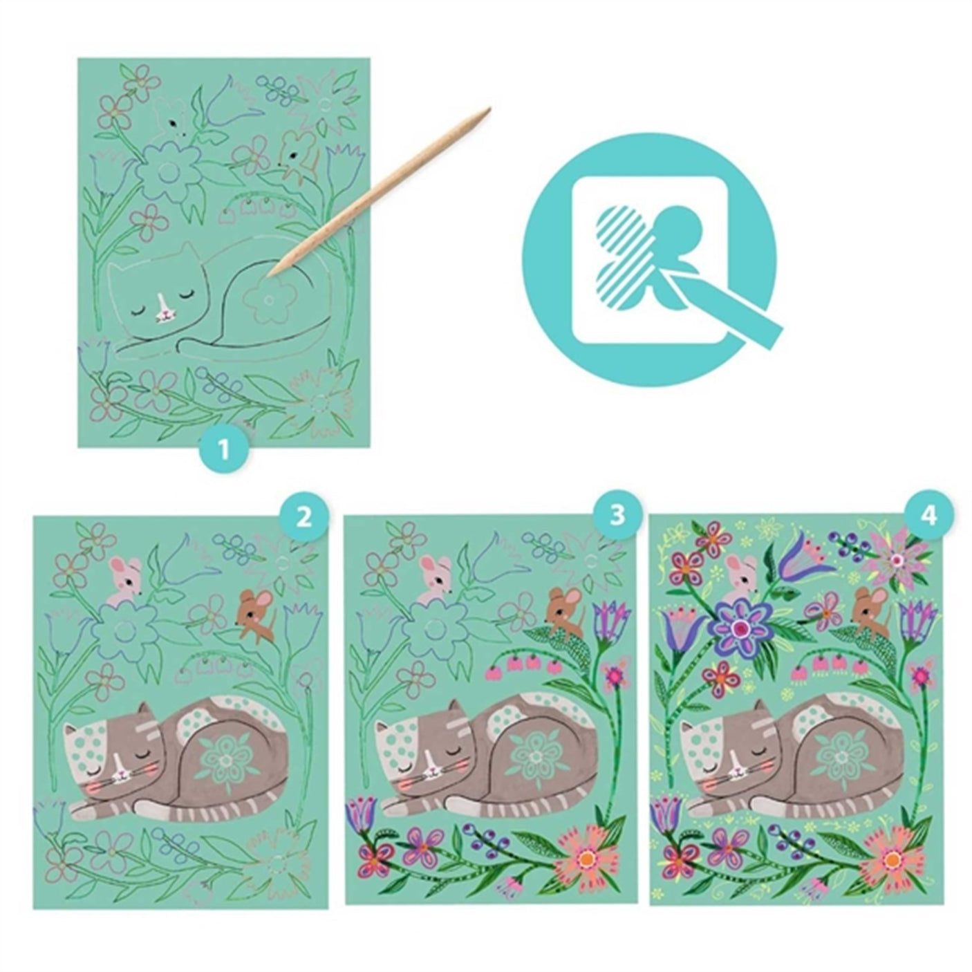 Djeco Scratch Kort Animals In The Forest