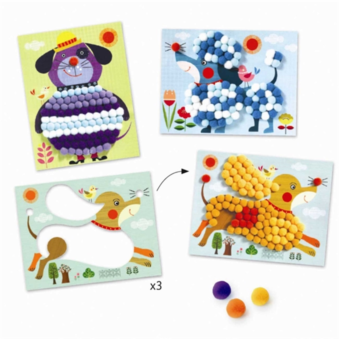 Djeco Collage Pompom Dogs
