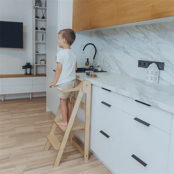 Duck Woodworks Transformable Kitchen Tower Natural