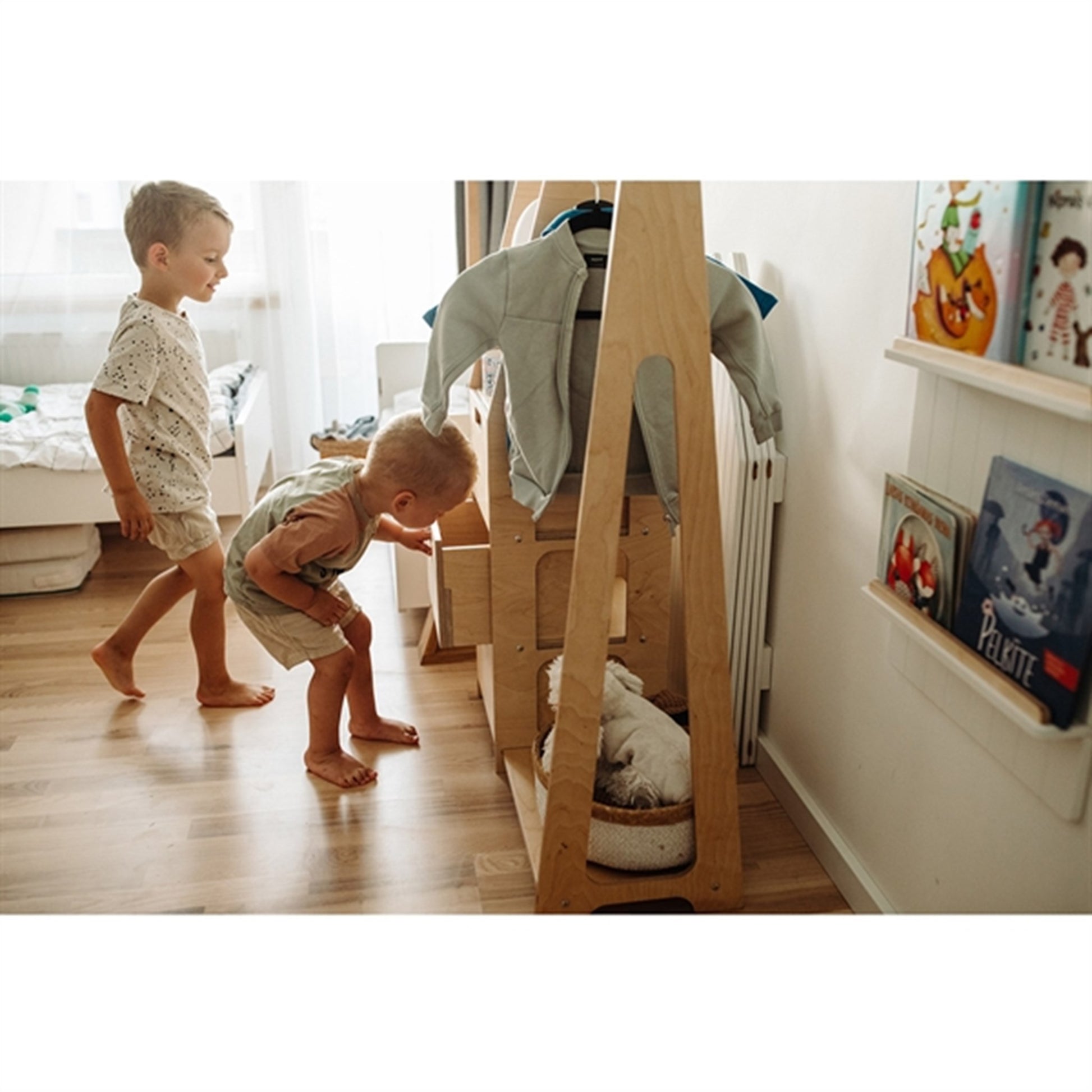 Duck Woodworks Children Wardrobe with Drawers Natural