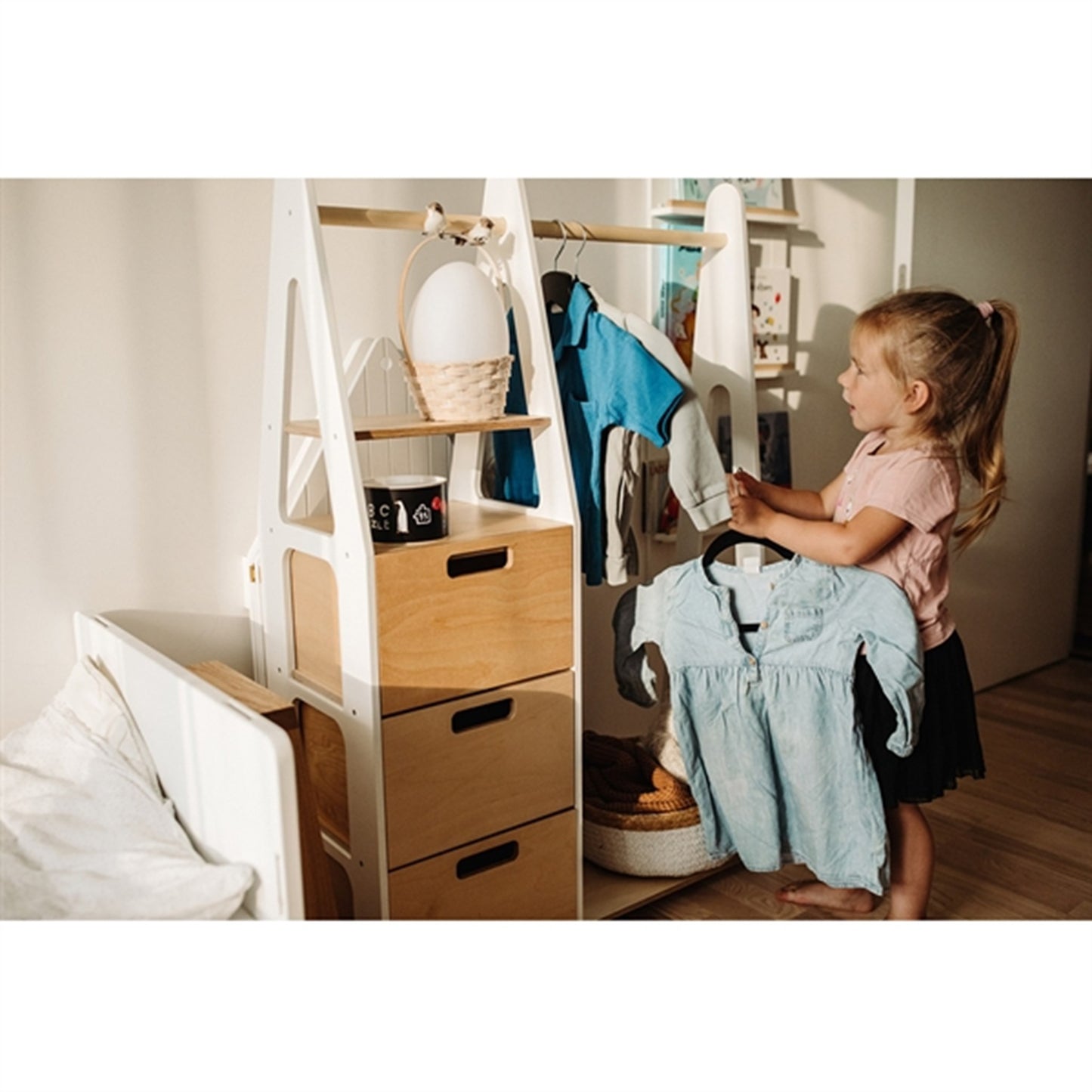 Duck Woodworks Children Wardrobe with Drawers White