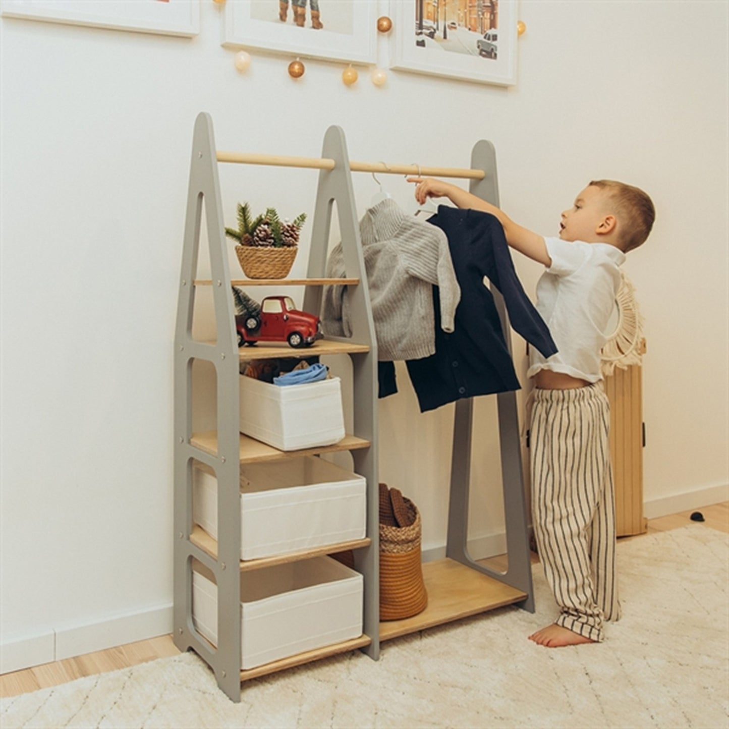 Duck Woodworks Children Wardrobe without Drawers Grey