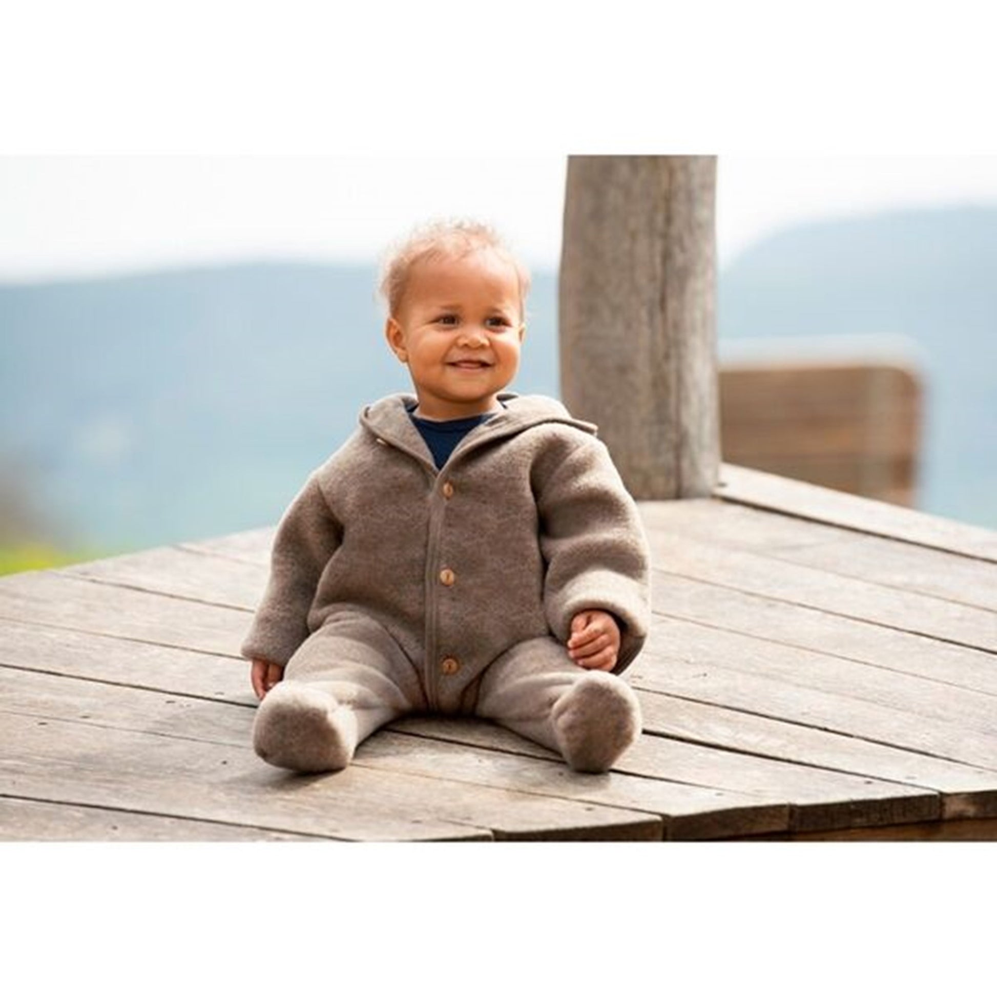 Engel Hooded Overall w. Buttons Walnuss Mélange 2