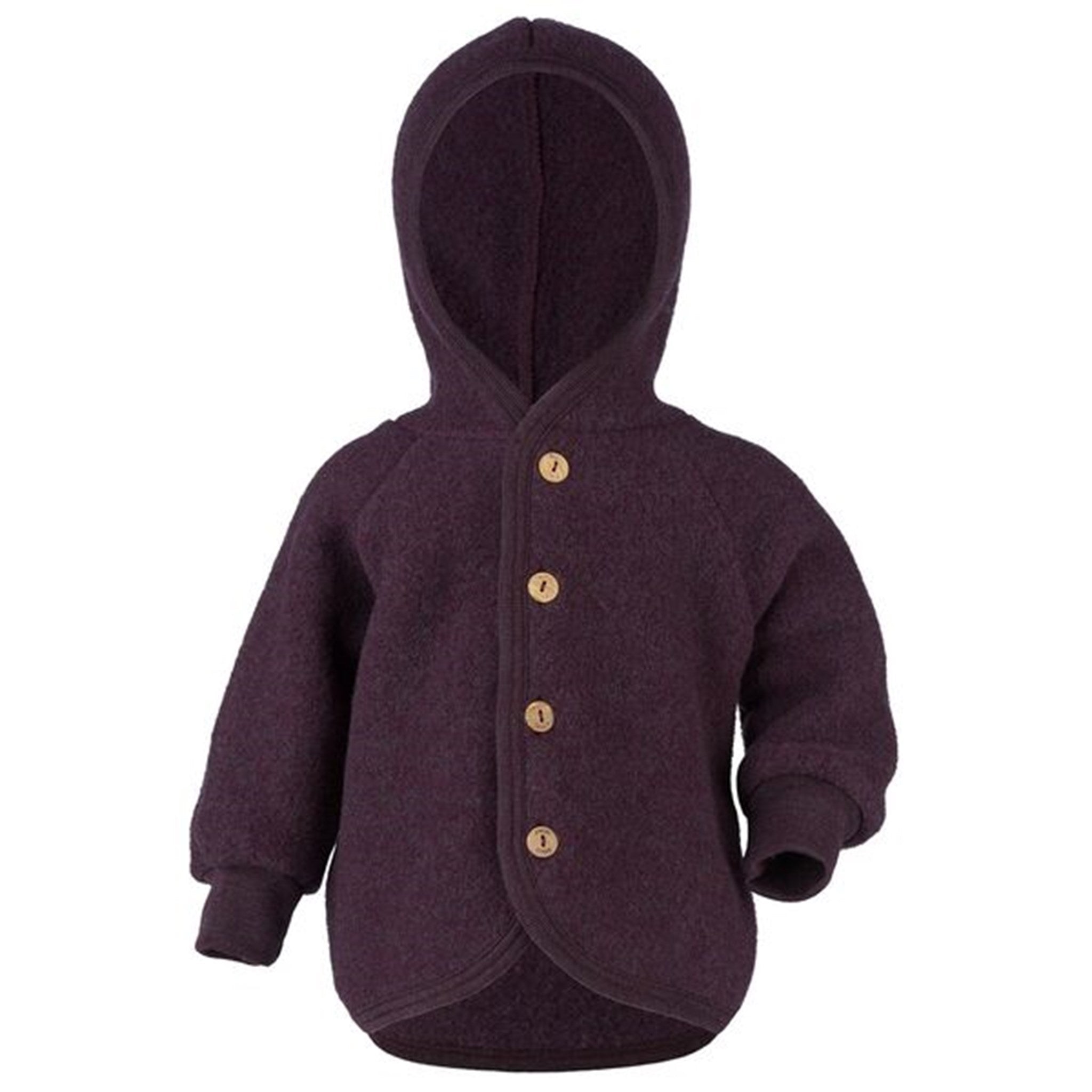 Engel Hooded Jacket with Wooden Buttons Lilac Mélange