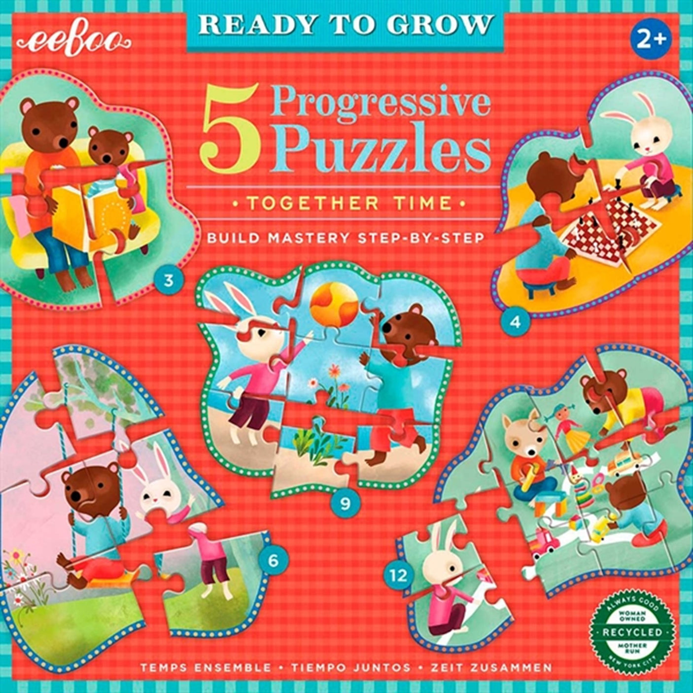 Eeboo 5 Puzzles 3-12 Pieces - Fun Moments