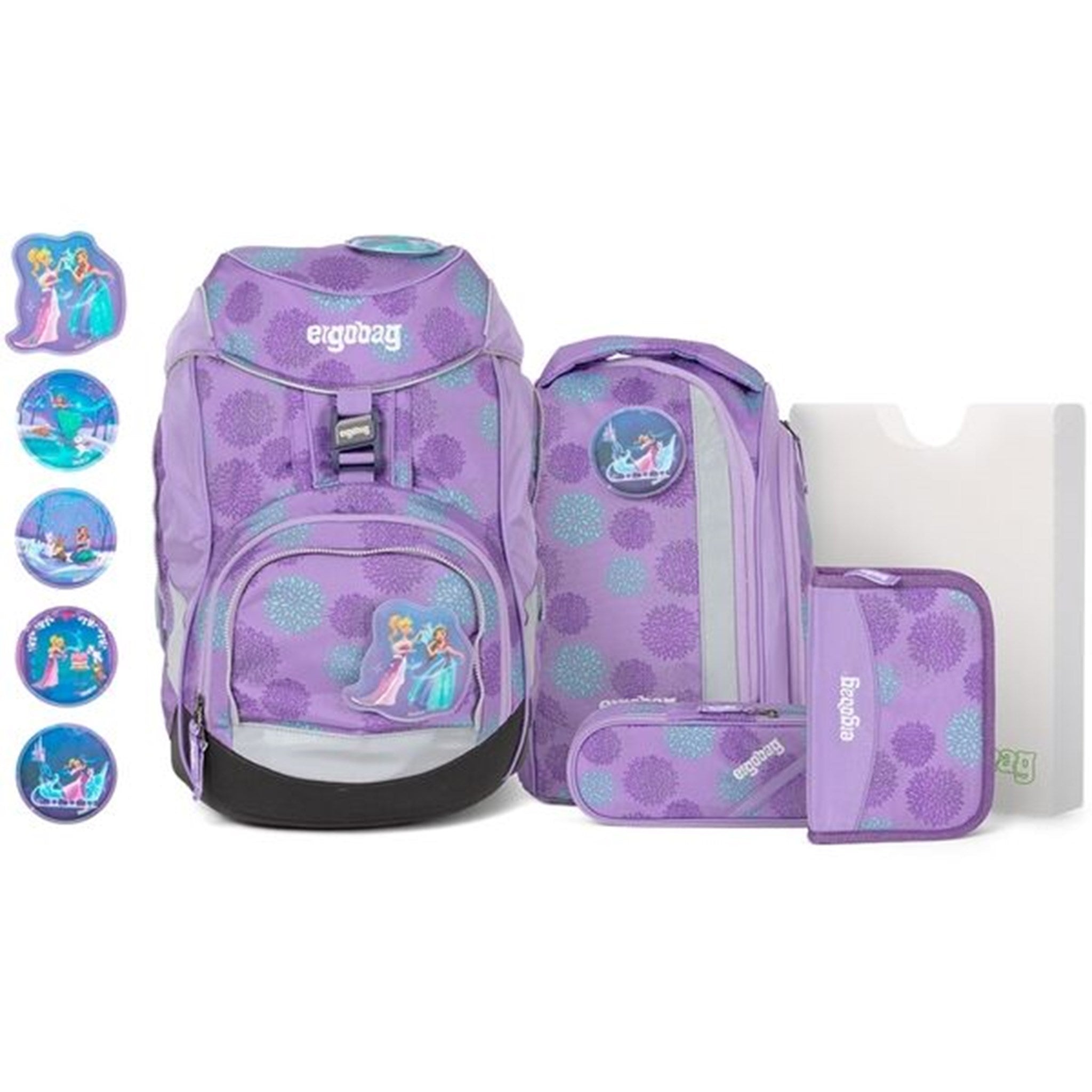 Ergobag Pack Glow School Bag Set SleighBear Purple Ice Flowers