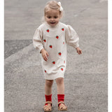 Fliink Sandshell/High Risk Red Strawberry Favo Embr. Knitted Dress