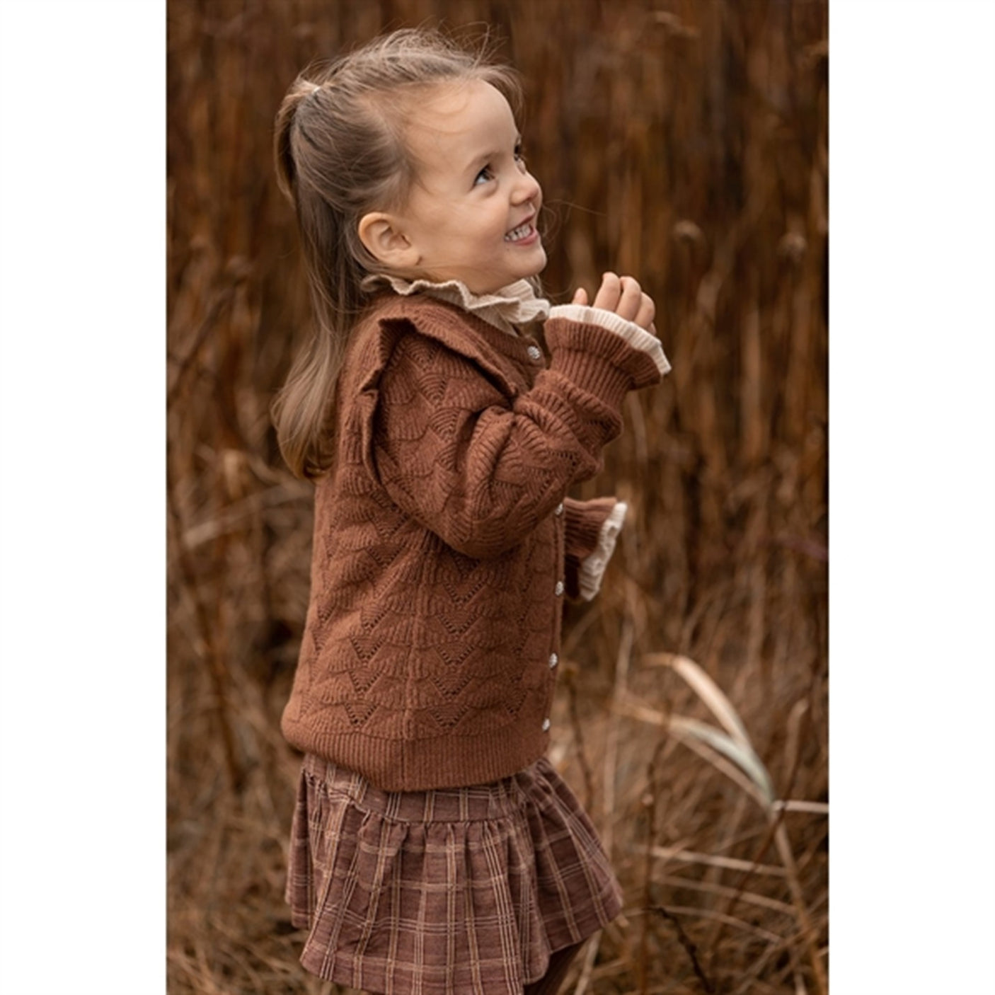 Fliink Carob Brown Benna Ruffle Cardigan
