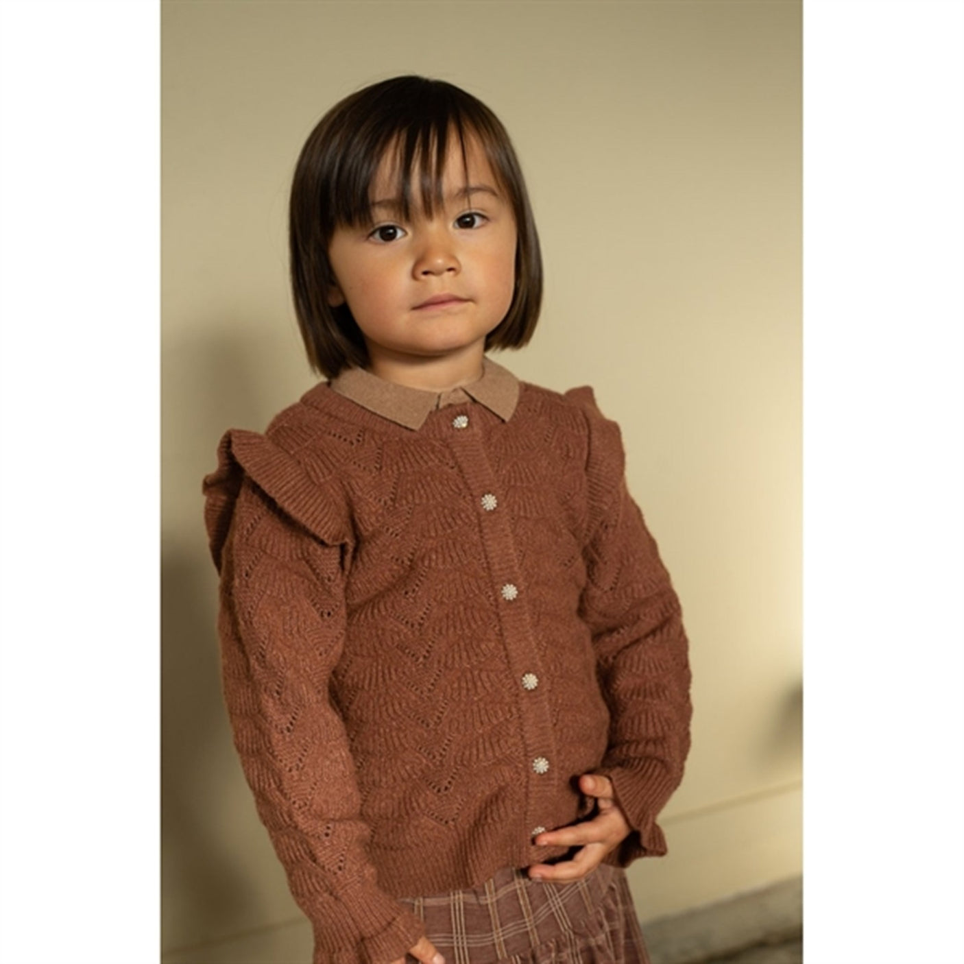 Fliink Carob Brown Benna Ruffle Cardigan
