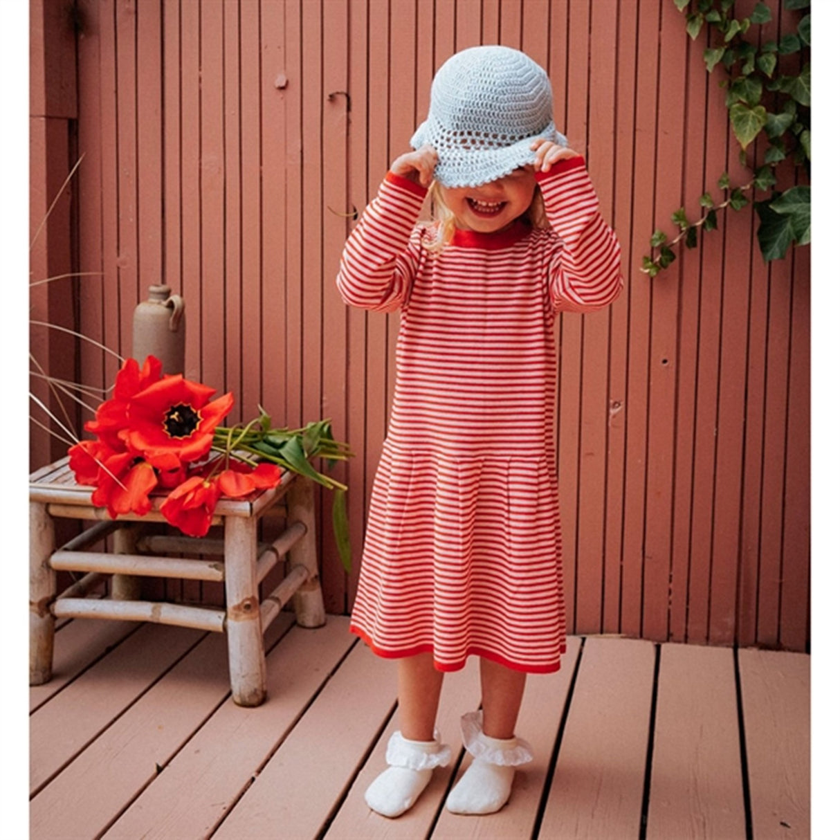 Fliink Cradle Pink W. Red Stripes Favo Peplum Dress