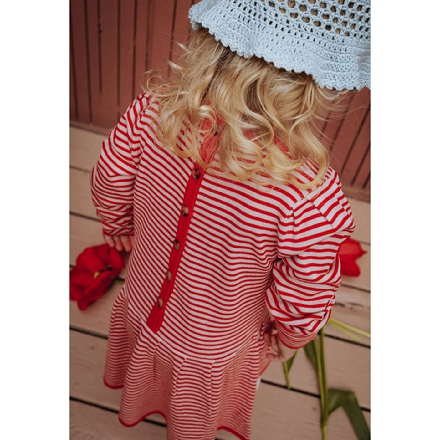 Fliink Cradle Pink W. Red Stripes Favo Peplum Dress