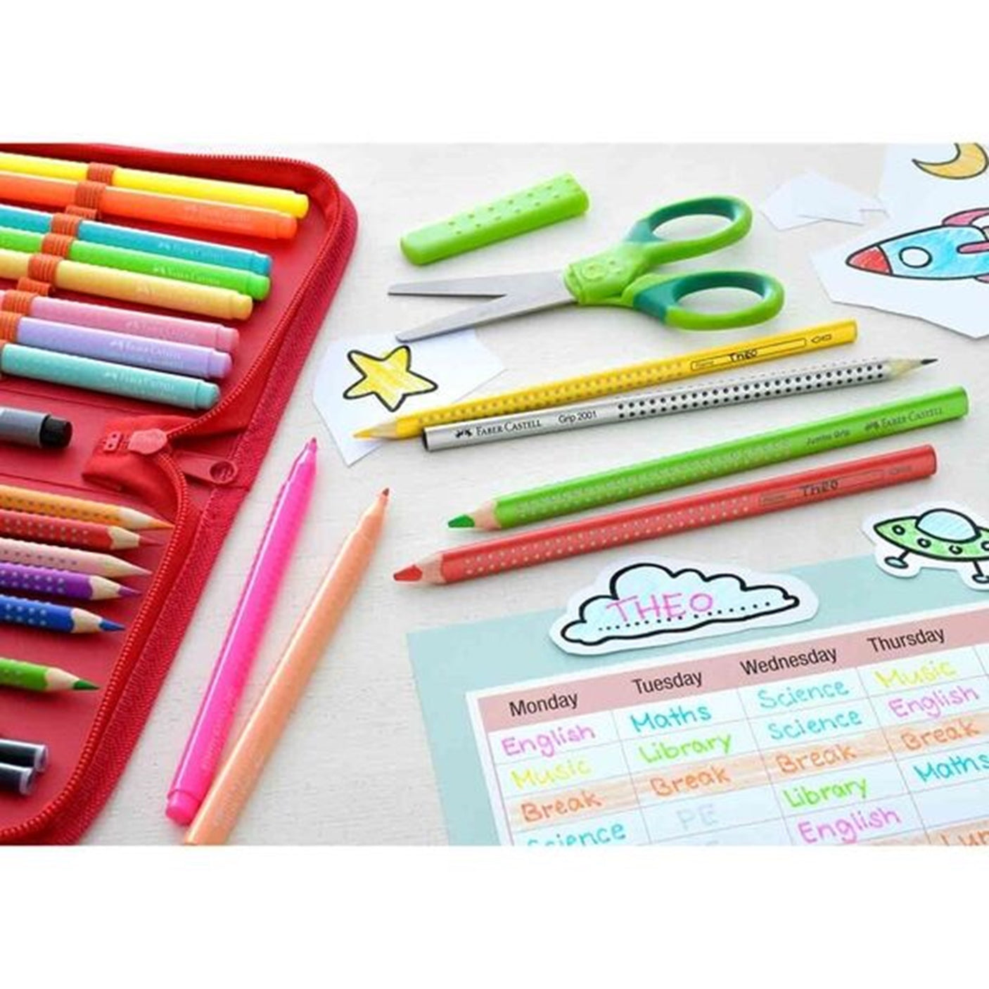 Faber Castell Grip Felt Pens 10 Colours Neon/Pastel 2