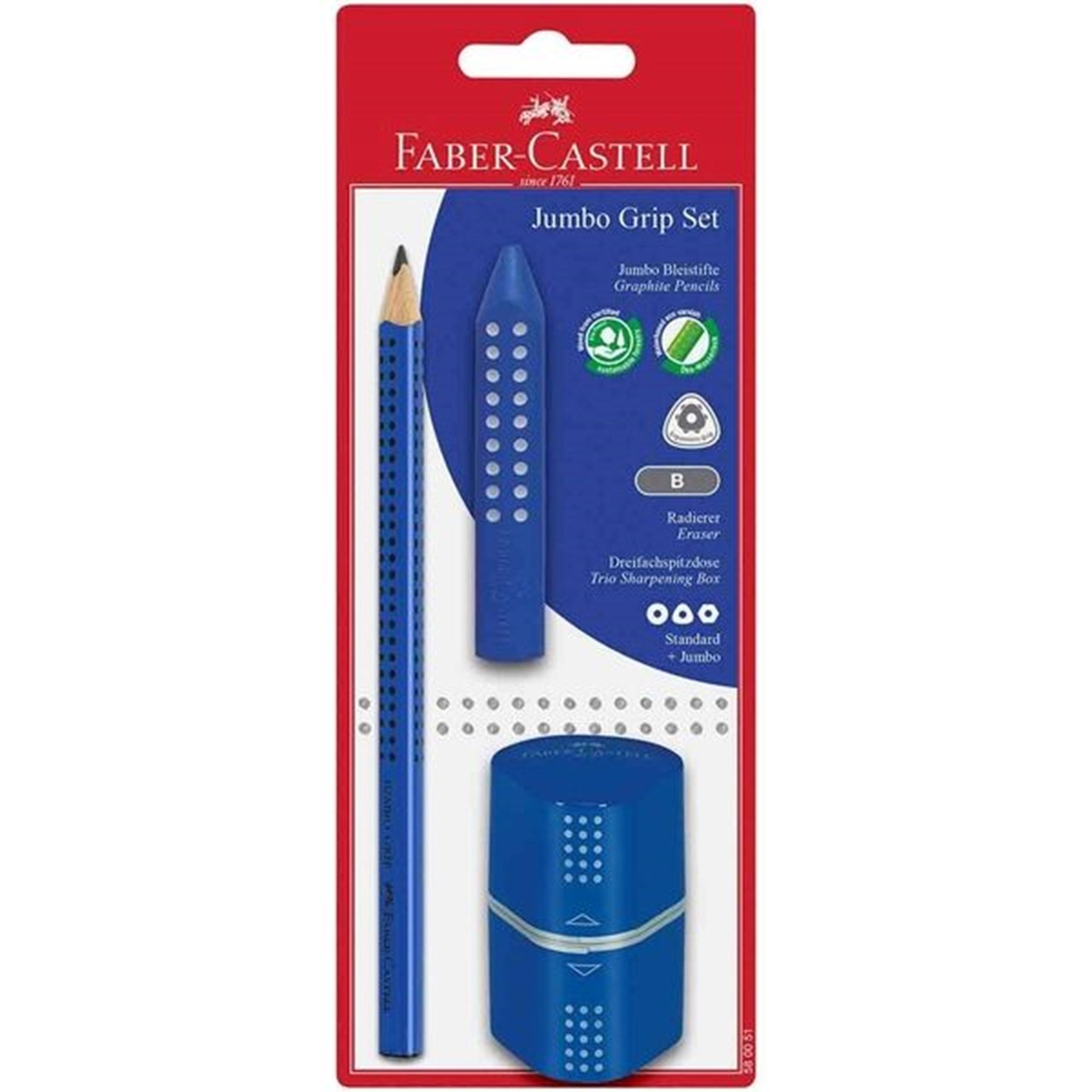 Faber Castell Jumbo Grip Pencil+Twin Sharpener Blue
