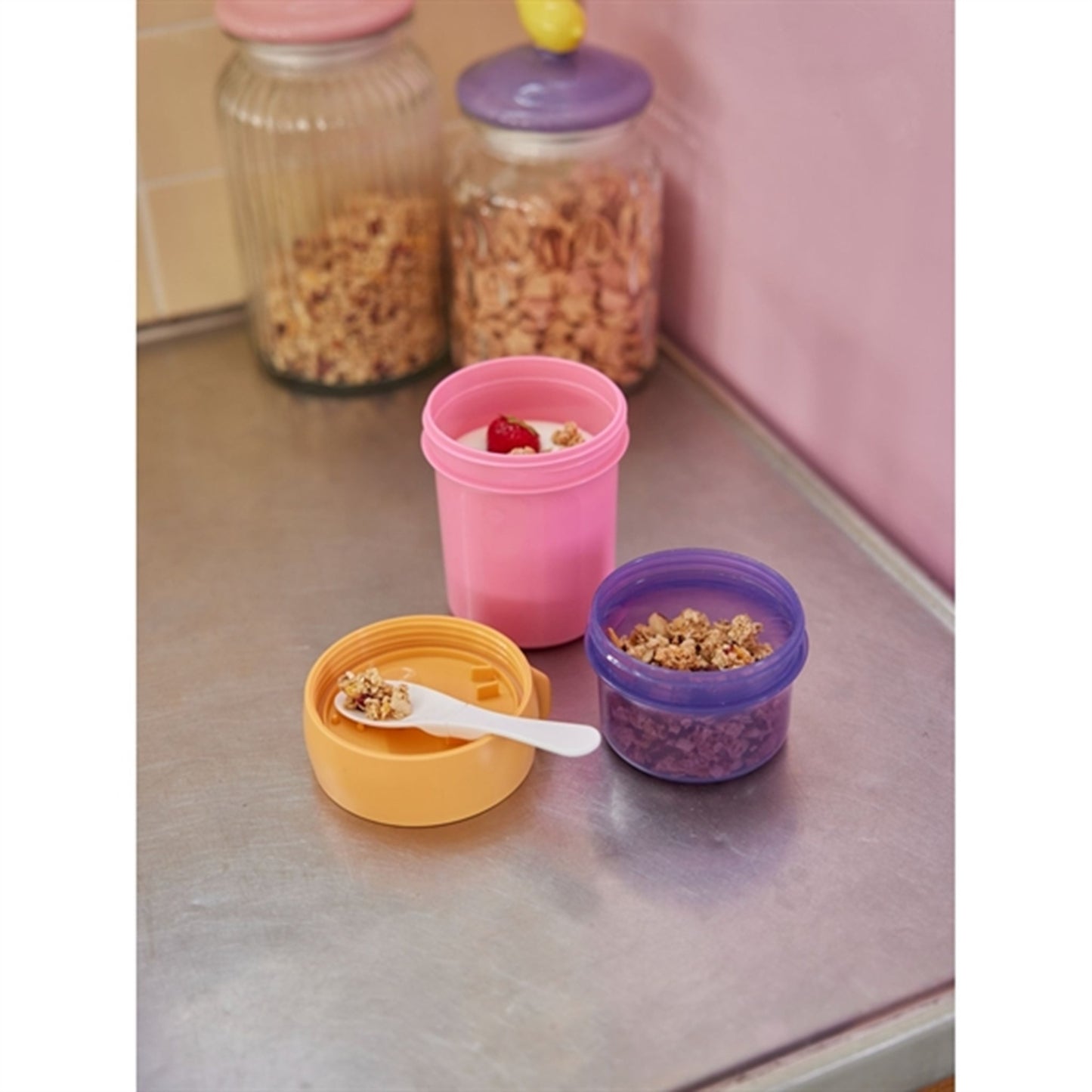 RICE Soft Pink To-Go Granola Container