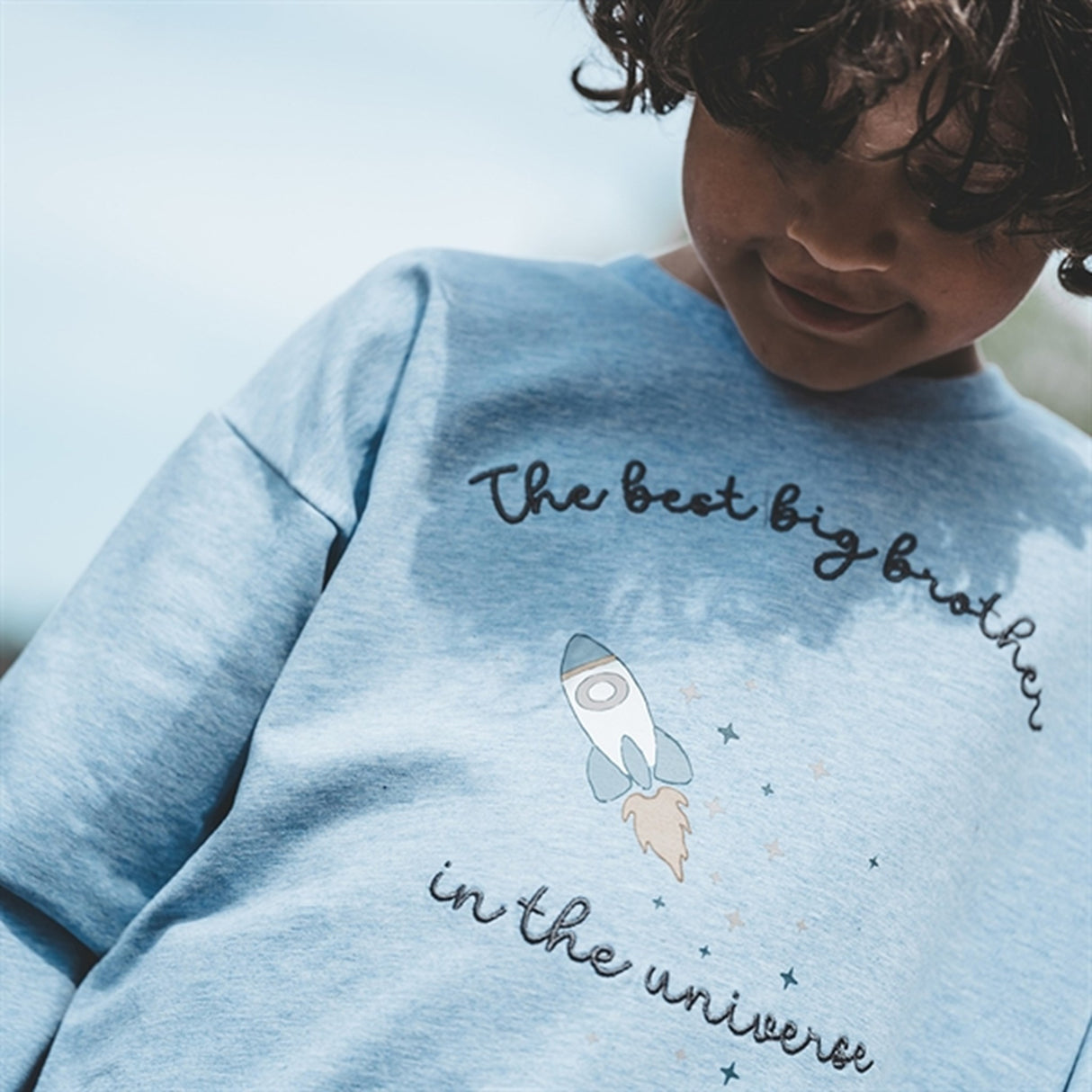 That's Mine Light Blue Melange Finley Big Brother Sweatshirt