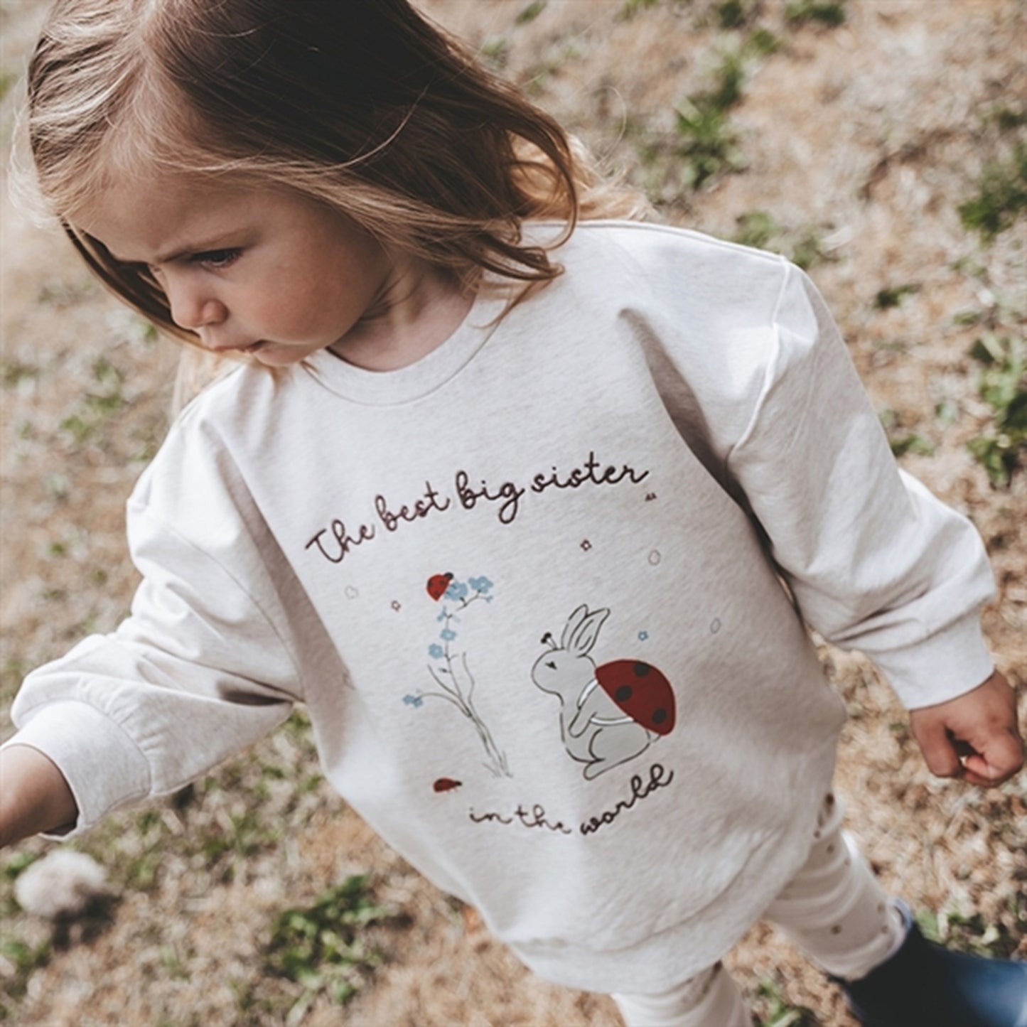 That's Mine Light Brown Melange Finley Big Sister Sweatshirt