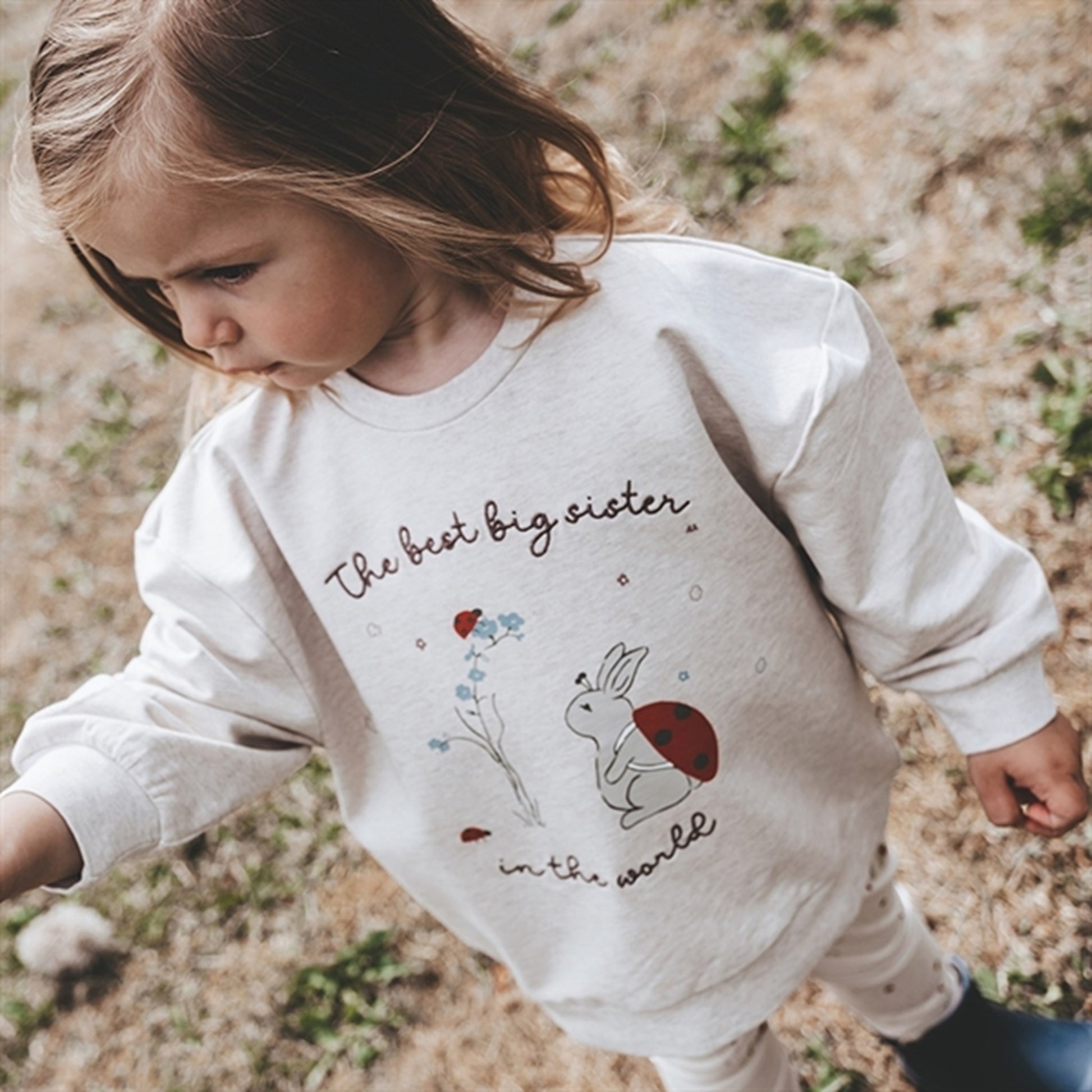 That's Mine Light Brown Melange Finley Big Sister Sweatshirt